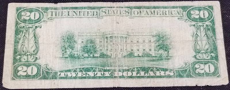 1928 US $20 FEDERAL RESERVE GOLD CURRENCY NOTE