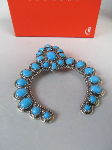 lot 55 image: Sterling Silver & Turquoise Naja Pendant