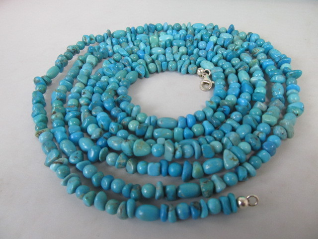 lot 7 image: Extra Long 80 Strand Turquoise Necklace