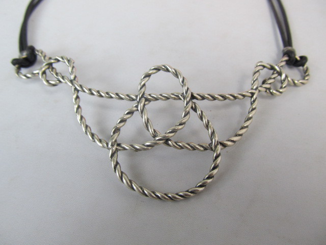 lot 29 image: Sterling Silver & Leather Rope Necklace