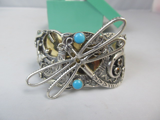 lot 31 image: Fritz Casuse Sterling Silver Multi Gemstone Dragonfly Bracelet