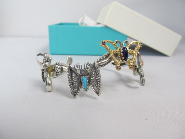 lot 81 image: Sterling Silver & Gemstone Butterfly Symphony Bracelet