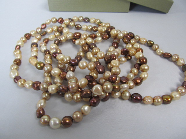 lot 102 image: Extra Long 65 Strand Honora Genuine Pearl Necklace