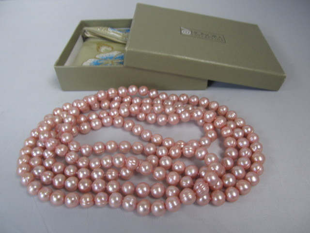 lot 108 image: Honora Extra Long 65 Strand of Genuine Pink Pearls