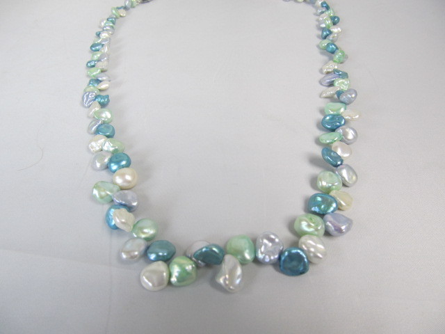 lot 110 image: Honora Sterling Silver & Genuine Multi Colored Pearl Cluster Necklace