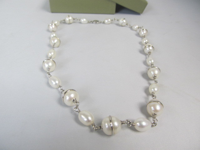 lot 114 image: Honora Sterling Silver & Genuine White Pearl Necklace