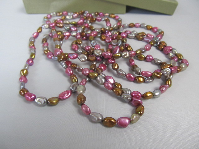 lot 119 image: Honora Extra Long 80 Strand of Genuine Multi Colored Pearls