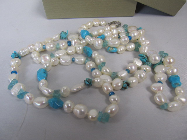 lot 120 image: Honora Genuine Pearl & Turquoise Necklace