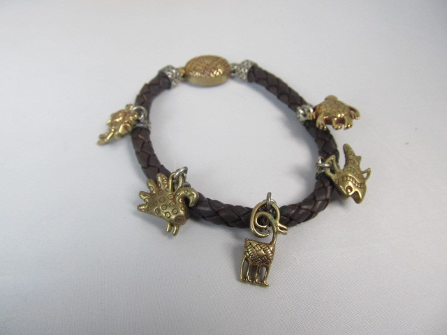 lot 138 image: Jody Naranjo Sterling Silver Brass & Leather Bracelet