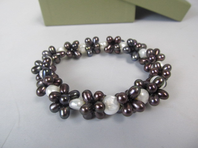 lot 154 image: Honora Multi Colored Genuine Pearl Cluster Bracelet