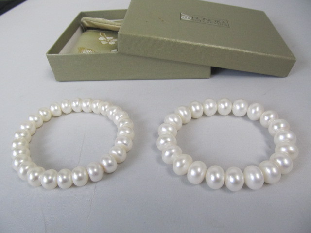 lot 156 image: 2 Honora Large Diameter Genuine Pearl Bracelets