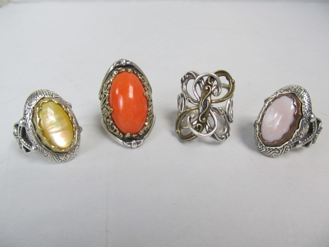 lot 227 image: 4 Sterling Silver & Gemstone Rings
