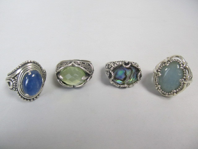 lot 228 image: 4 Sterling Silver & Gemstone Rings