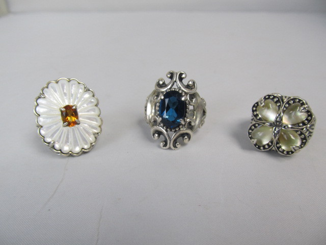 lot 230 image: 3 Sterling Silver & Gemstone Rings