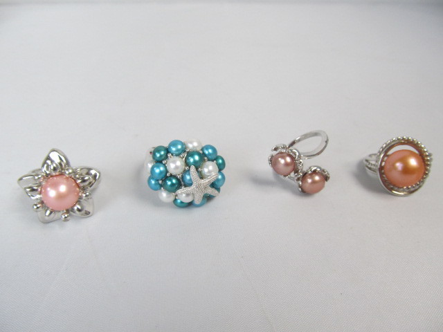 lot 234 image: 4 Honora Sterling Silver & Genuine Pearl Rings