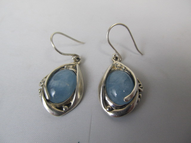 lot 255 image: Hagit Gorali Sterling Silver & Blue Gemstone Earrings