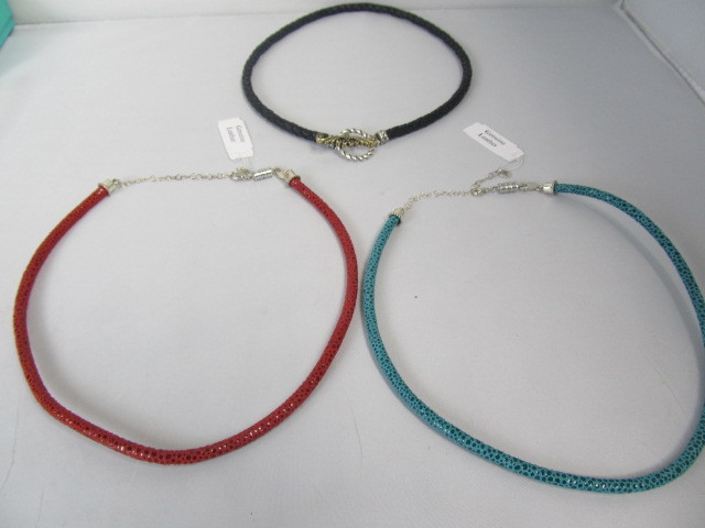 lot 259 image: 3 Leather & Sterling Silver Necklaces