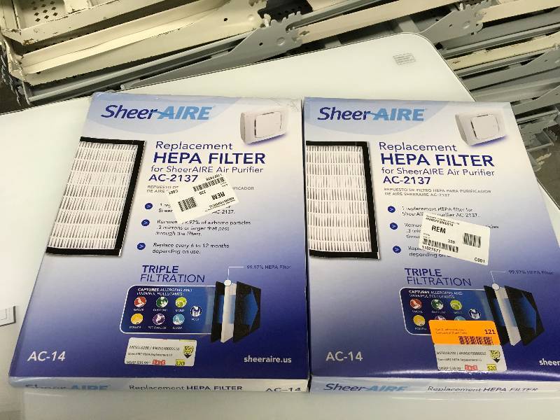 SHEERAIRE HEPA REPLACEMENT FILTER FOR A-2137 MODEL