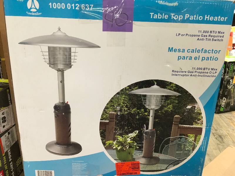 Gardensun 11,000 BTU Powder Coated Bronze Tabletop Propane Patio Heater open box never used