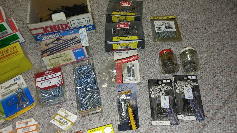 Various Nails, Nuts, Bolts, Screws