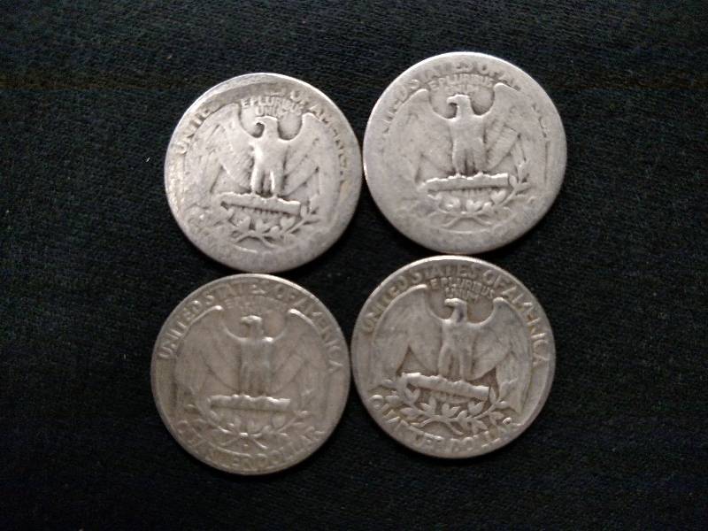 (4) Silver Quarters, Various Years...