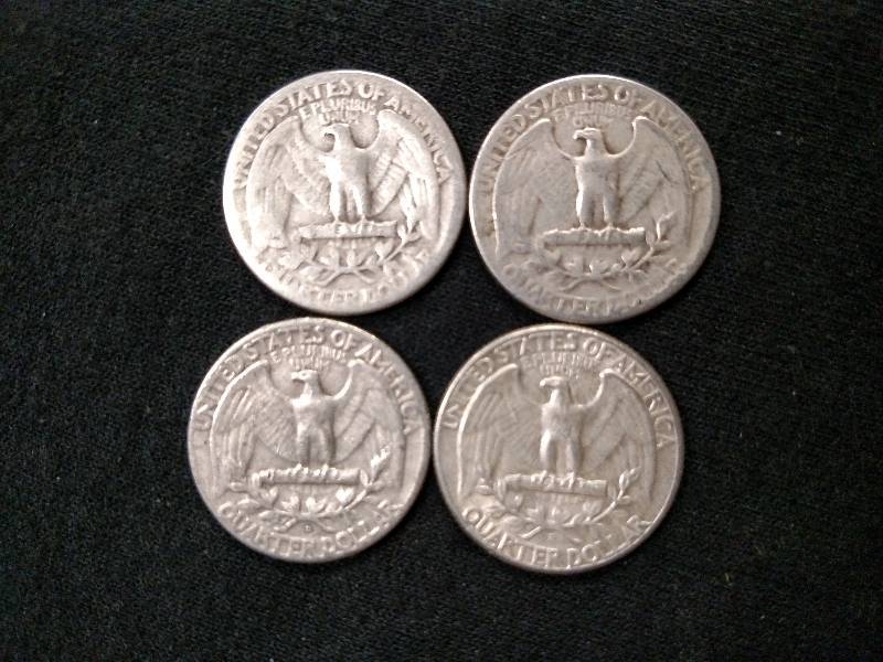 (4) Silver Quarters, Various Years...