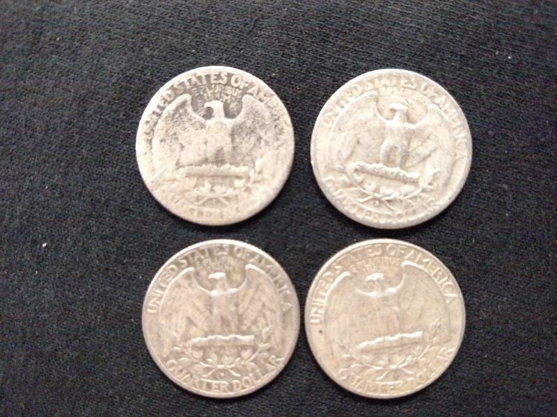 (4) Silver Quarters, Various Years...