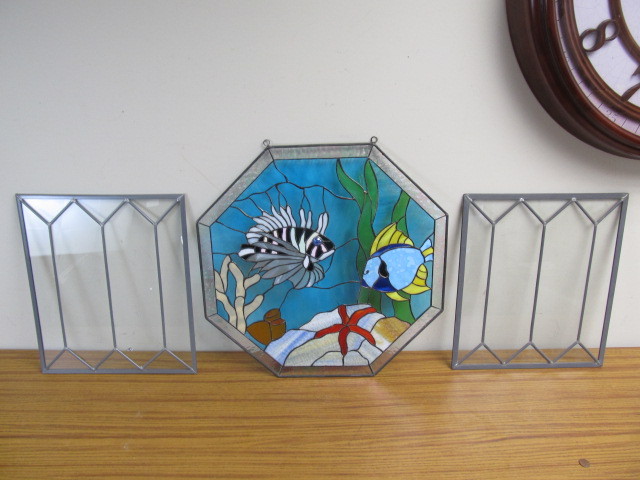 lot 36 image: Leaded & Stained Glass Wall Hangings