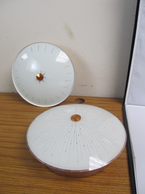 lot 45 image: 2 Vintage Mid Century Ceiling Light Fixtures
