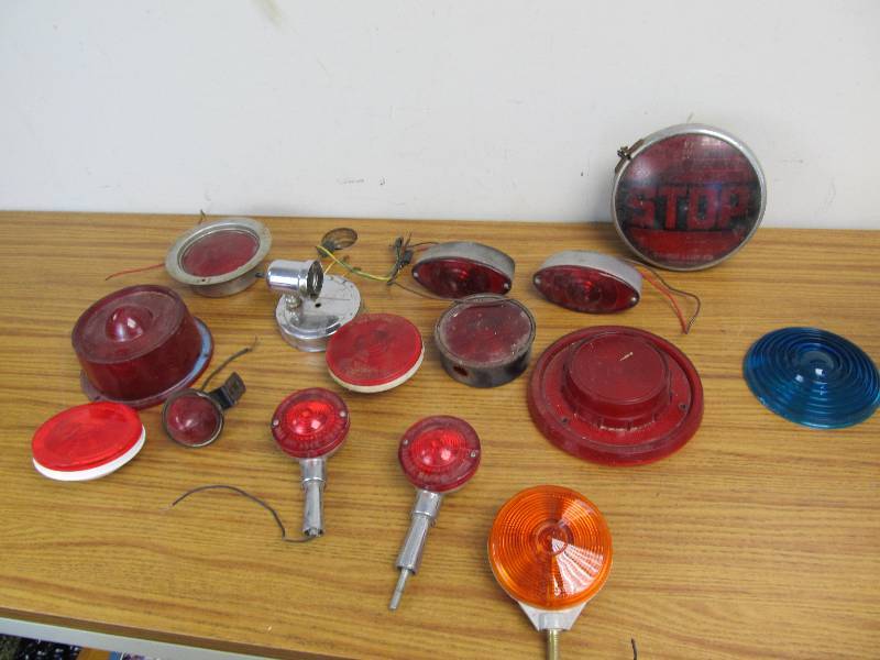 lot 12 image: Lot of Vintage Tail Lights Headlights etc