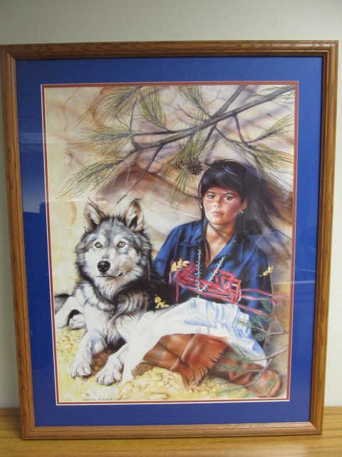 lot 65 image: Framed Dave Merrick Native American Print