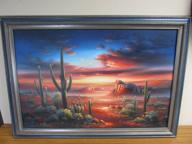 lot 67 image: Signed Original Oil on Canvas Southwestern Scene Painting