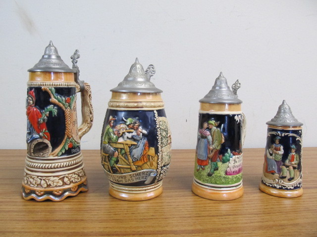 lot 70 image: Group of 4 Vintage German Beer Steins