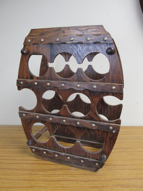 lot 148 image: Vintage Studded Wooden Wine Rack
