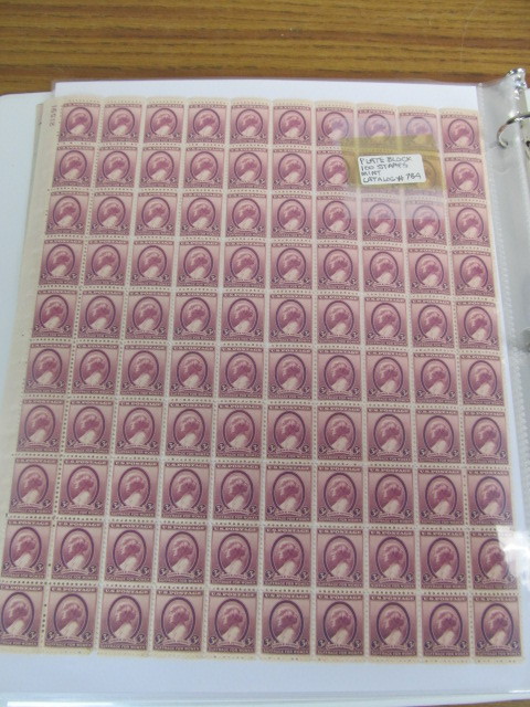 lot 165 image: Large Lot of MINT Plate Blocks of Old US Stamps