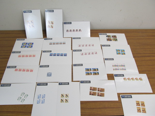 lot 170 image: Lot of USPS Cards wVarious Mint Stamp Blocks