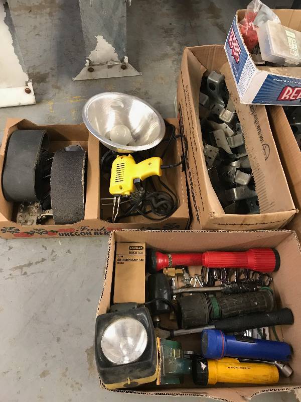 lot 524 image: 10 BOXES OF MISC. GARAGE ACCESSORIES AND TOOLS