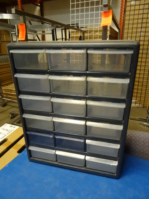 18 drawer plastic hardware bin...