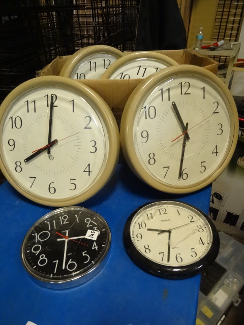 6 misc wall clocks...
