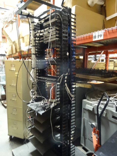 Media rack on wheeled platform. 92...