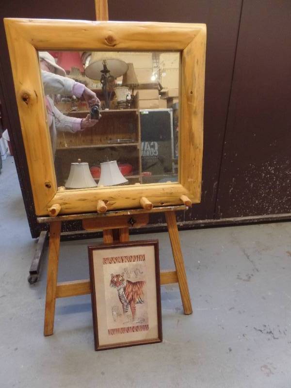 lot 227 image: RUSTIC MIRROR AND TIGER PRINT