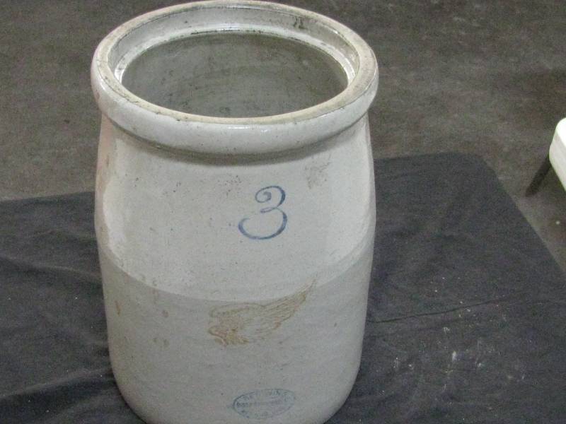 lot 7 image: Red Wing 3gl Large Wing Crock Butter Churn