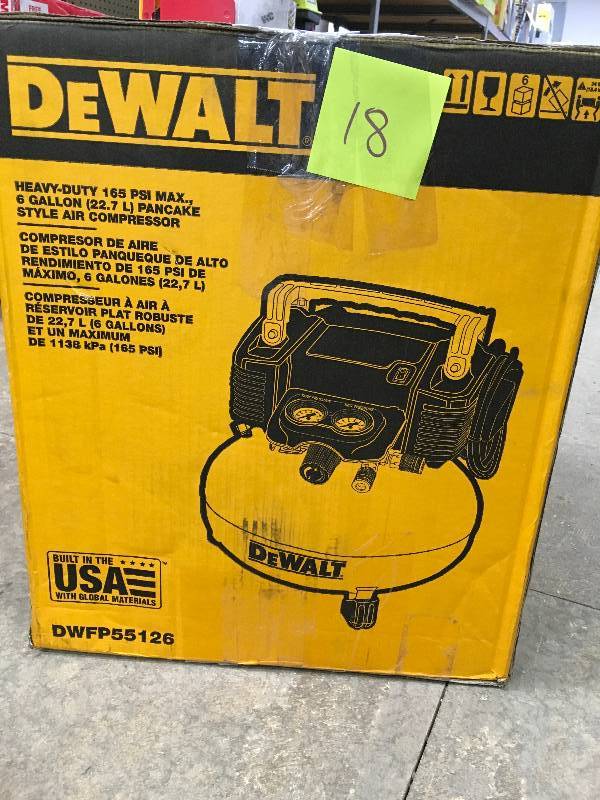 DeWalt 0.9 HP 6 Gallon Oil-Free Pancake Air Compressor not used