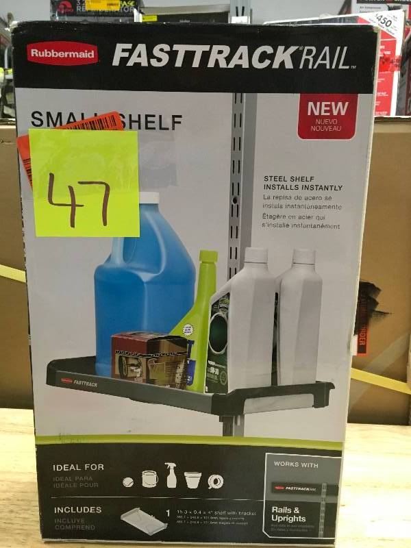 RubberMaid FastTrack 15.3 in. W x 9.4 in. D Small Metal Shelf, Gray