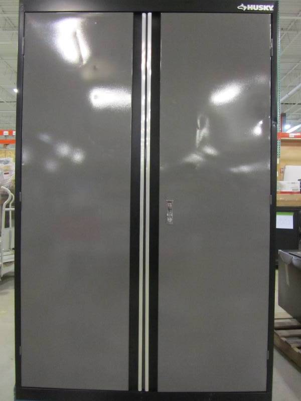 lot 3 image: Husky 72 in. H x 46 in. W x 24 in. D Welded Steel Floor Cabinet in BlackGray (x2)