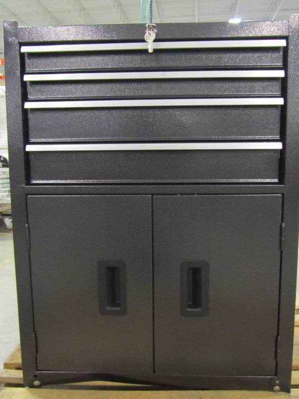 lot 4 image: Stanley Essential 19 in. 3-in-1 Detachable Tool Box Mobile Work Center  24 in. W 8 drawer Tool Chest and Cabinet Combo, Dark Gray