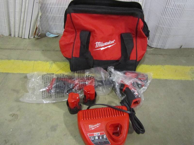 lot 19 image: Milwaukee M12 12-Volt Lithium-Ion Cordless Impact Driver 38 in ratchet Combo Kit (2-Tool)