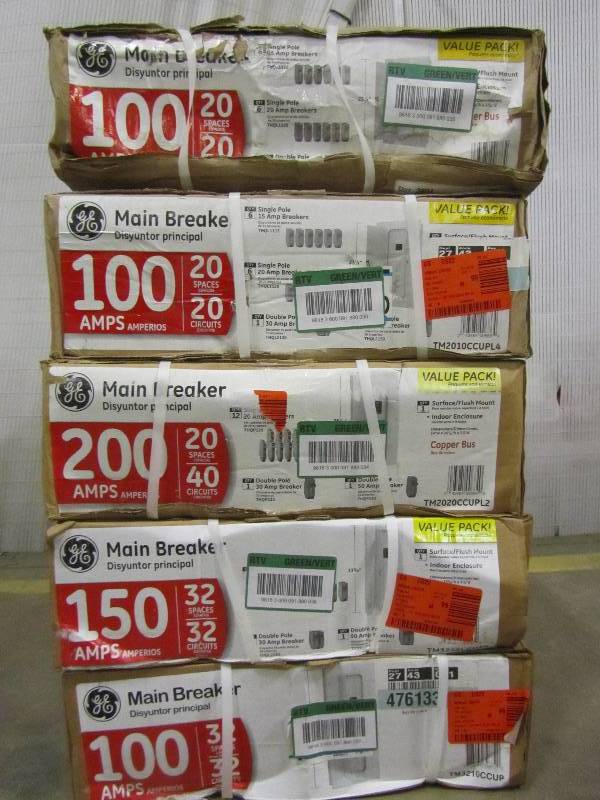 lot 29 image: GE breaker boxes (x5)