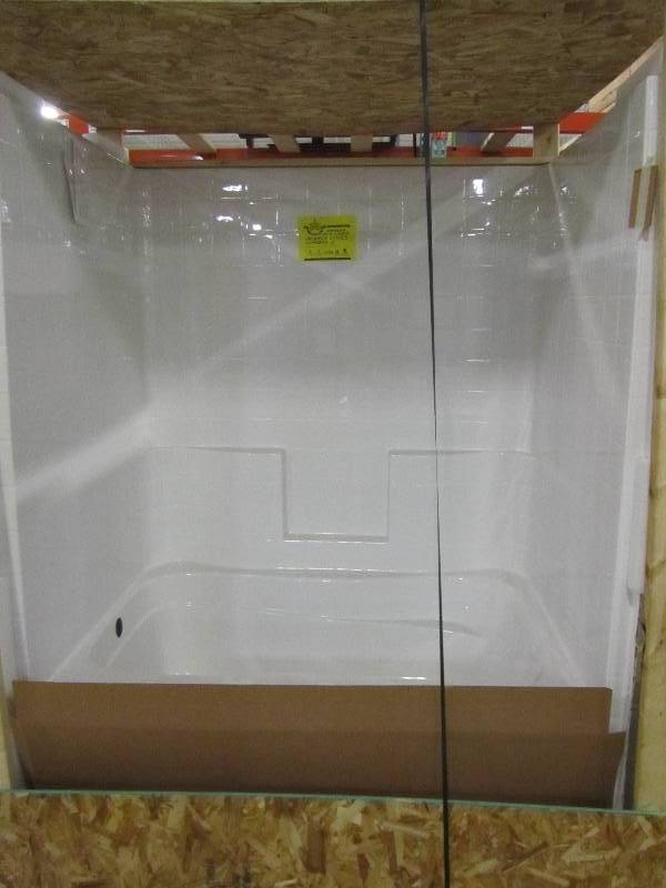 lot 34 image: Aquatic Everyday 60 in. x 42 in. x 74 in. Left Drain 1-Piece Bath and Shower Kit in White
