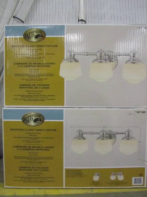 lot 42 image: Whitford 3-Light Polished Nickel Wall Sconce Polished Nickel (x2)